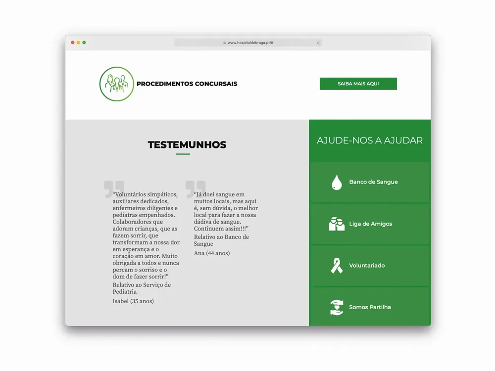 Website Hospital de Braga