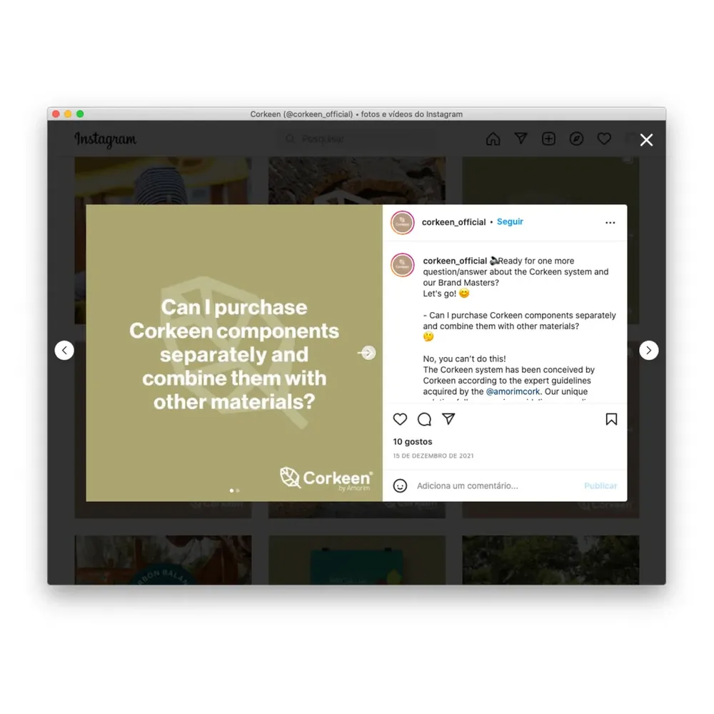 Corkeen by Amorim - Gestão de Redes Sociais