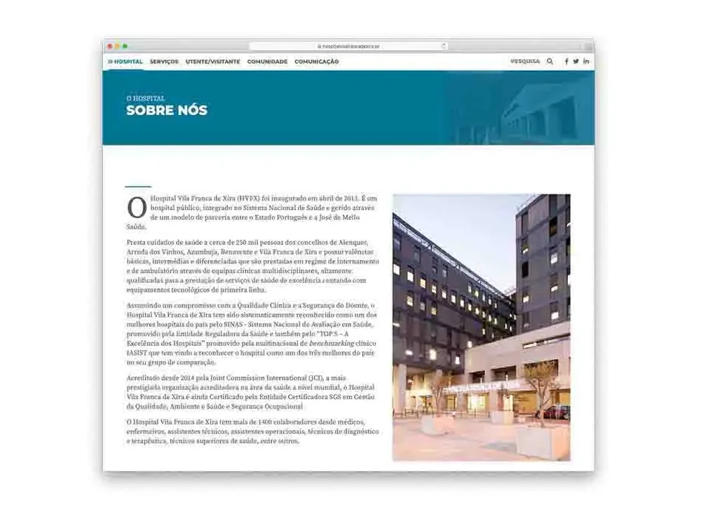 Website Hospital Vila Franca de Xira