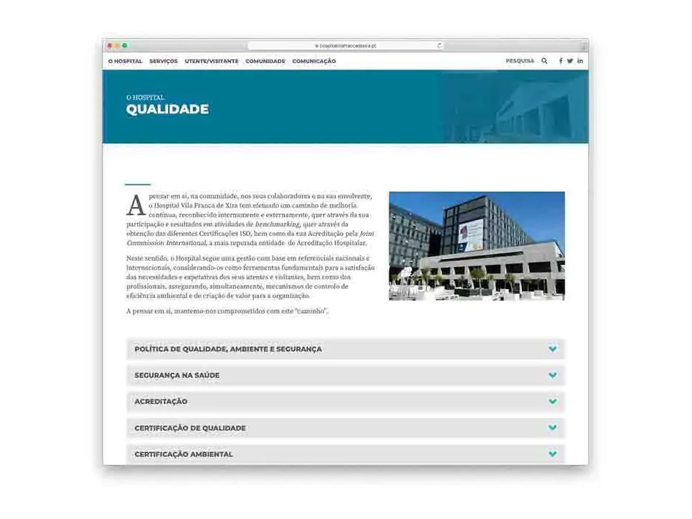 Website Hospital Vila Franca de Xira