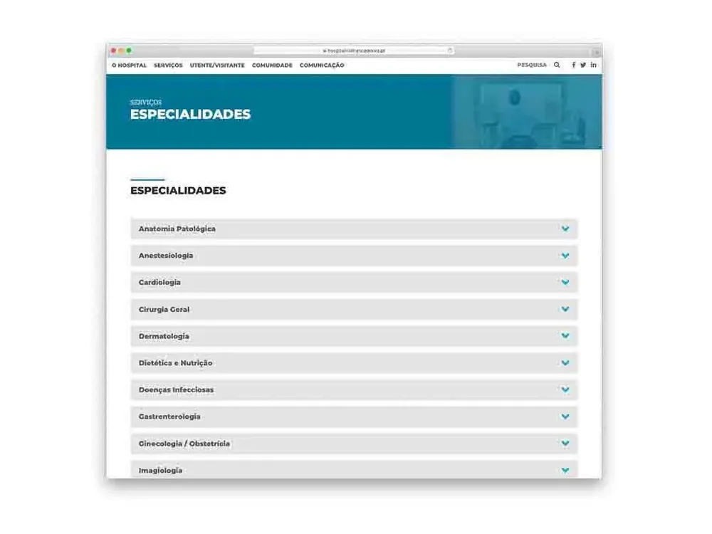 Website Hospital Vila Franca de Xira
