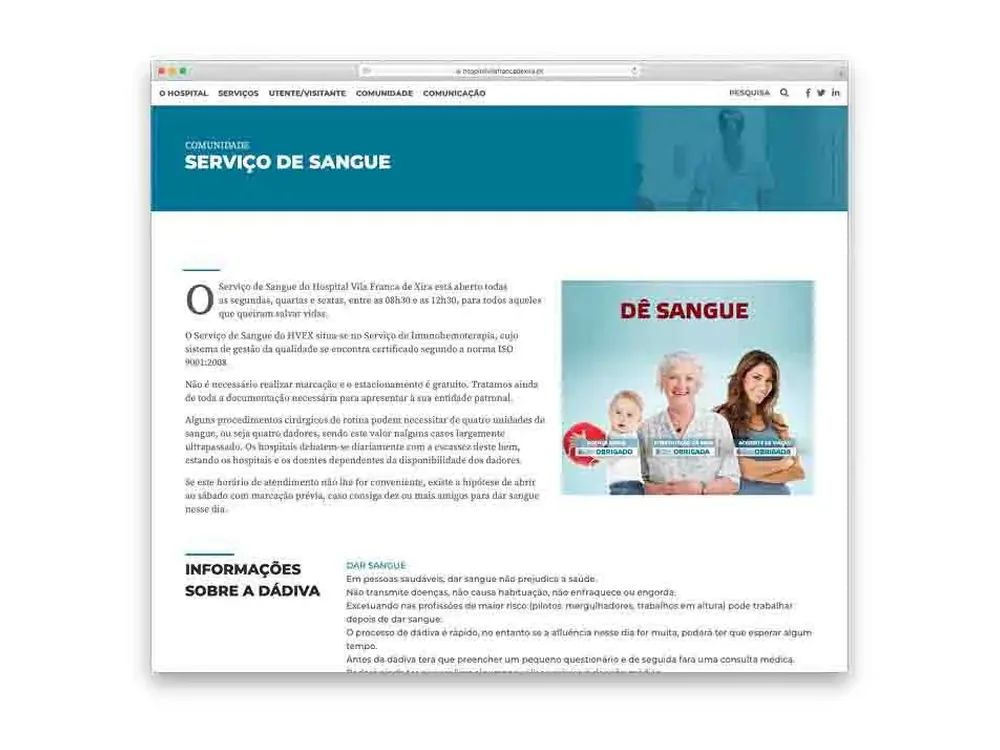 Website Hospital Vila Franca de Xira