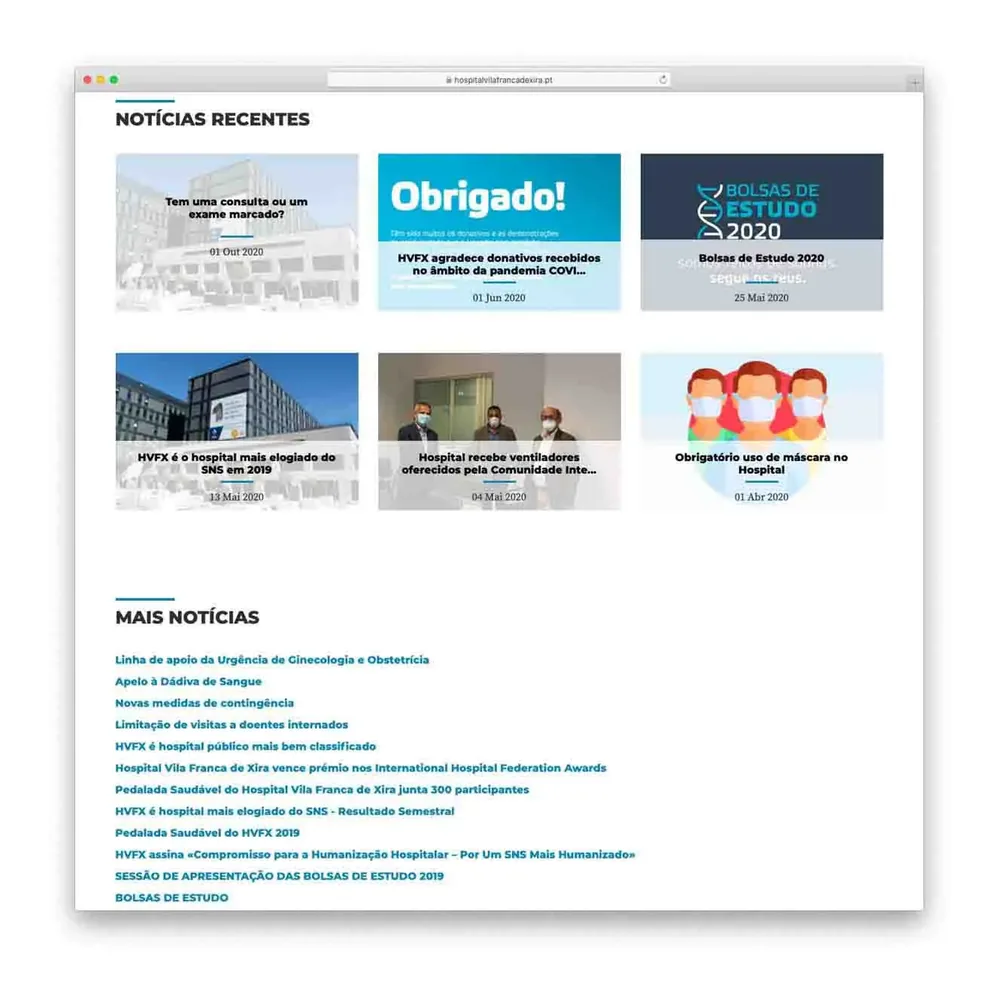 Website Hospital Vila Franca de Xira